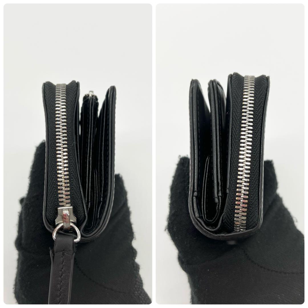 近年モデル✨DIESEL　二つ折り財布　Dロゴ　レザー　ブラック　ミニポーチ付き