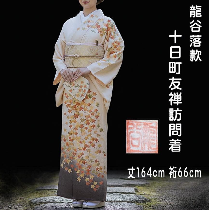十日町友禅訪問着 正絹 龍谷落款 中古 丈164cm HO-03