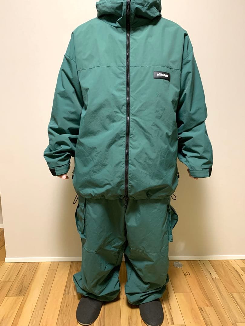 HIMASS MANIA スノーボードウェア 上下セット M アッシュグリーン