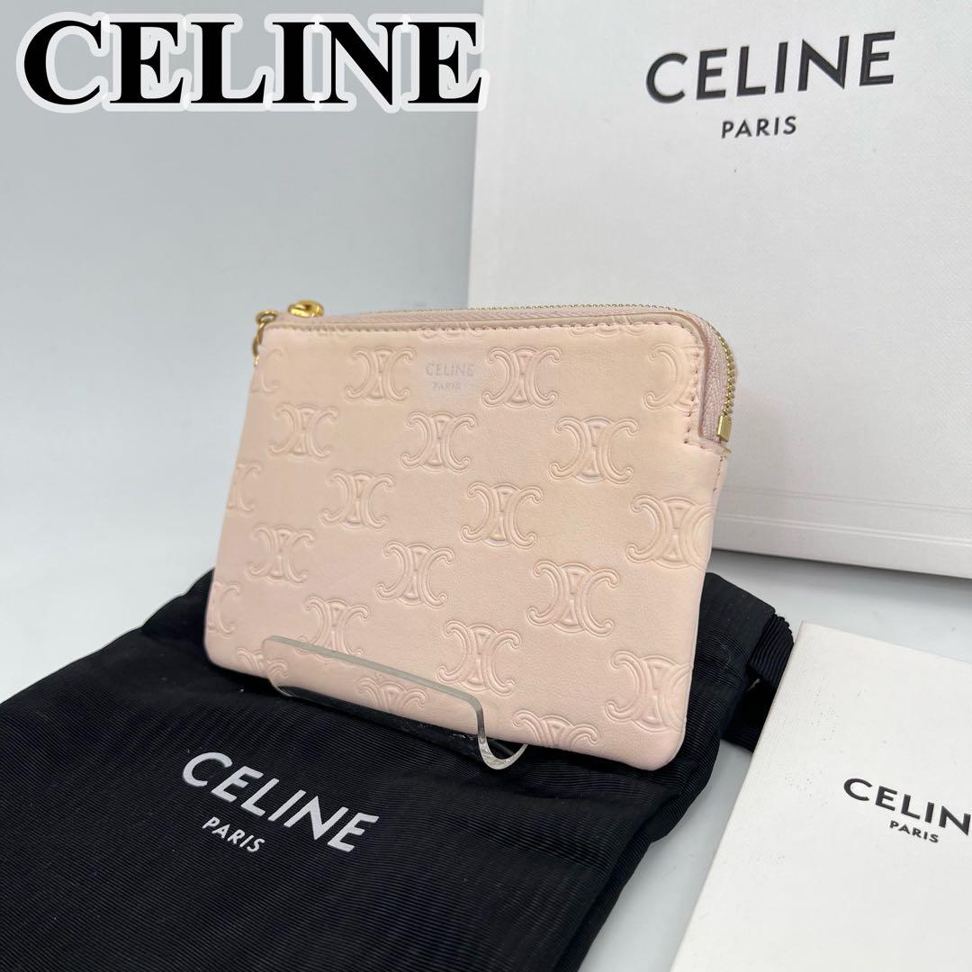 CELINE ケース キーリング トリオンフ ロゴ入り レザー 付属品付き