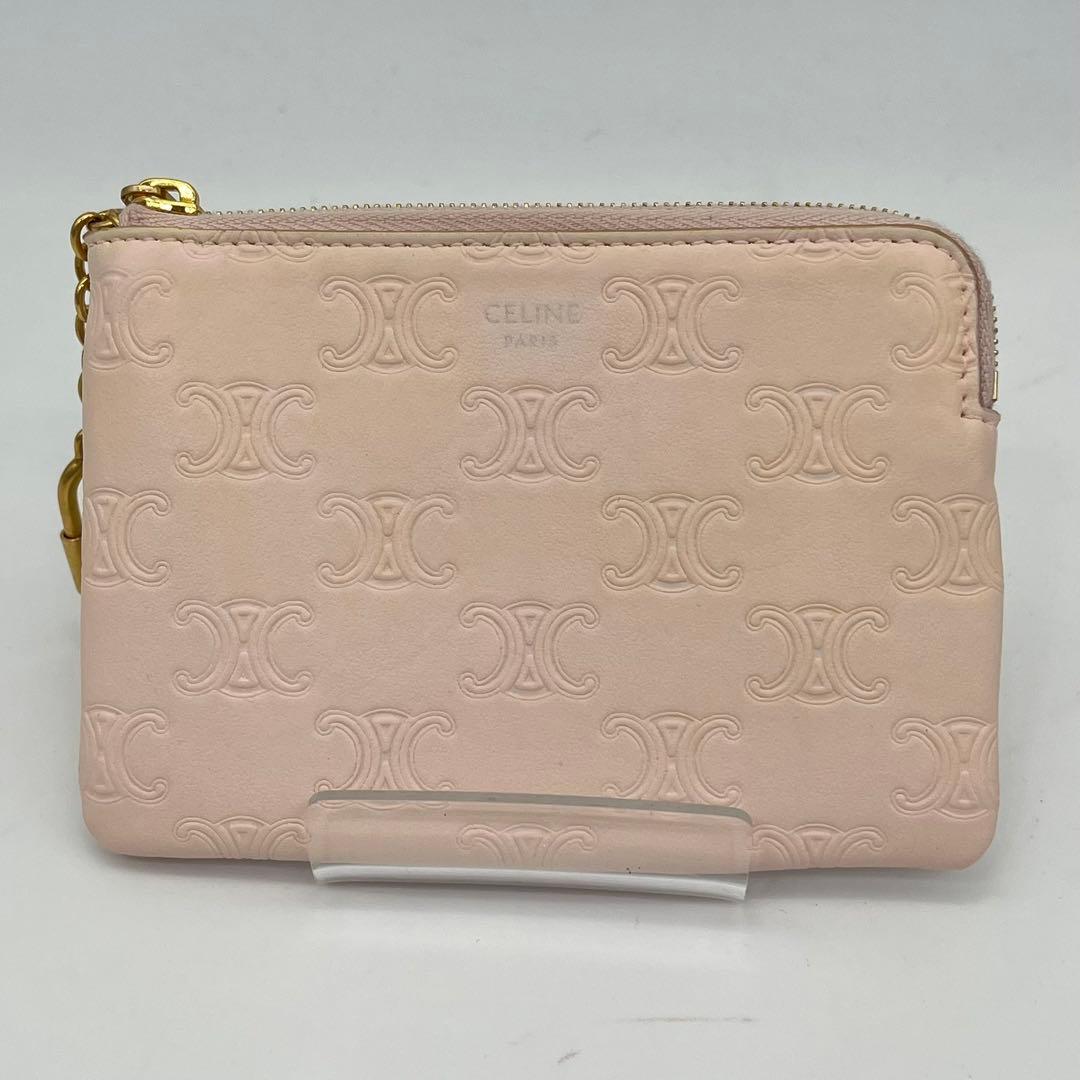 CELINE ケース キーリング トリオンフ ロゴ入り レザー 付属品付き