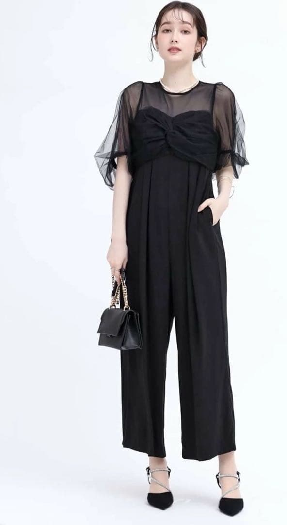 リルフェテ　ネイビー チュールデザイン　オールインワンドレス