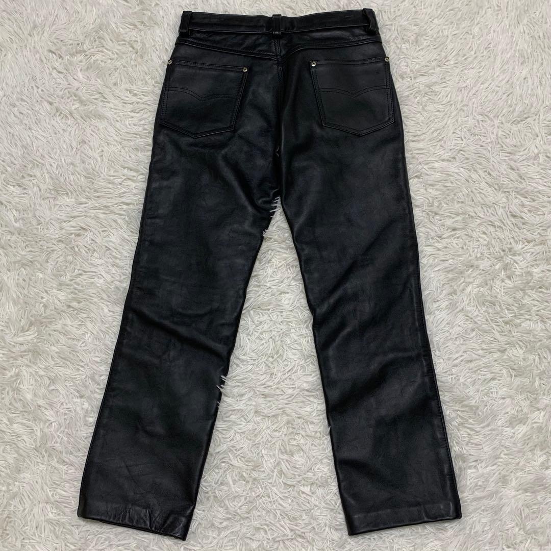 美品✨ショット レザーパンツ W32 カウレザー 600 USA 大きいサイズ