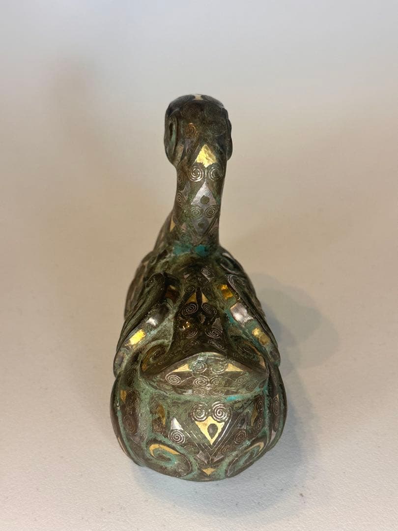 最終価格！【稀少品】中国古董 戦国時代 青銅製 鎏金錯金銀 ガチョウ置物