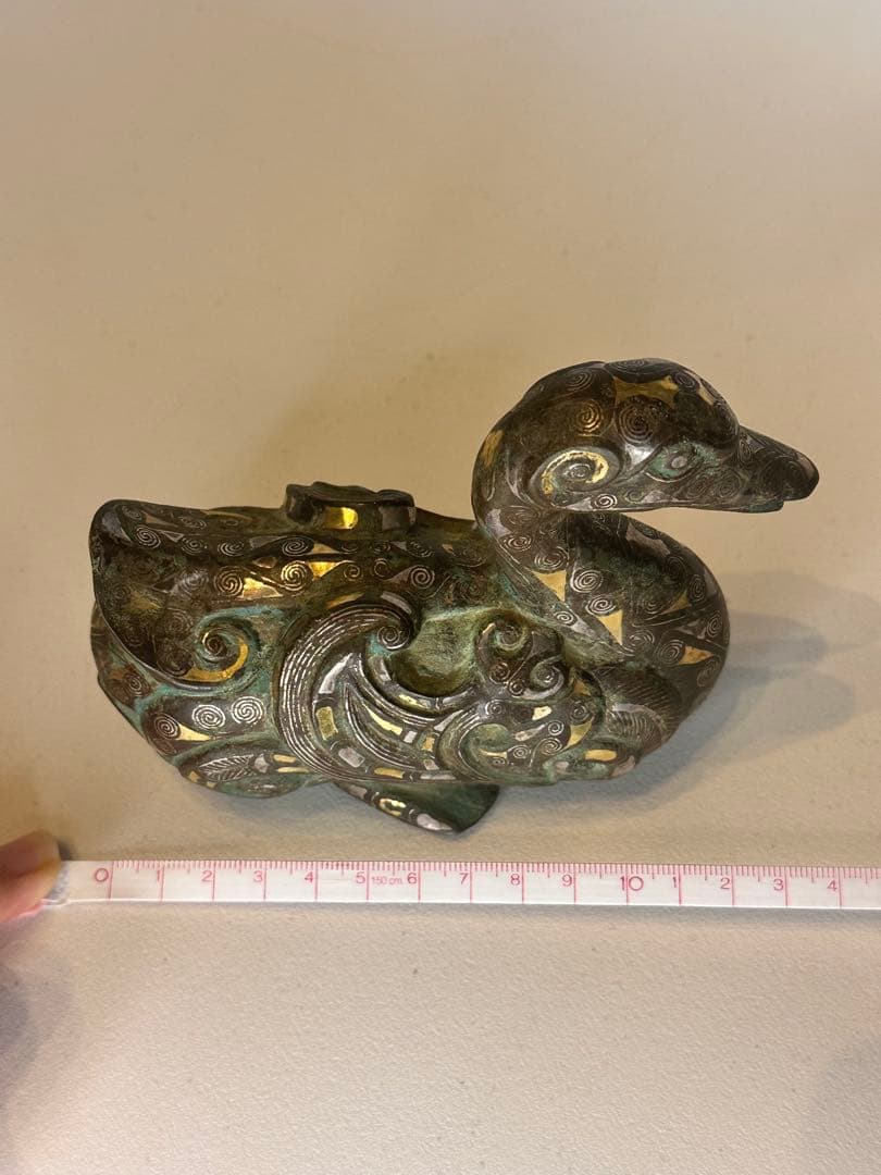 最終価格！【稀少品】中国古董 戦国時代 青銅製 鎏金錯金銀 ガチョウ置物