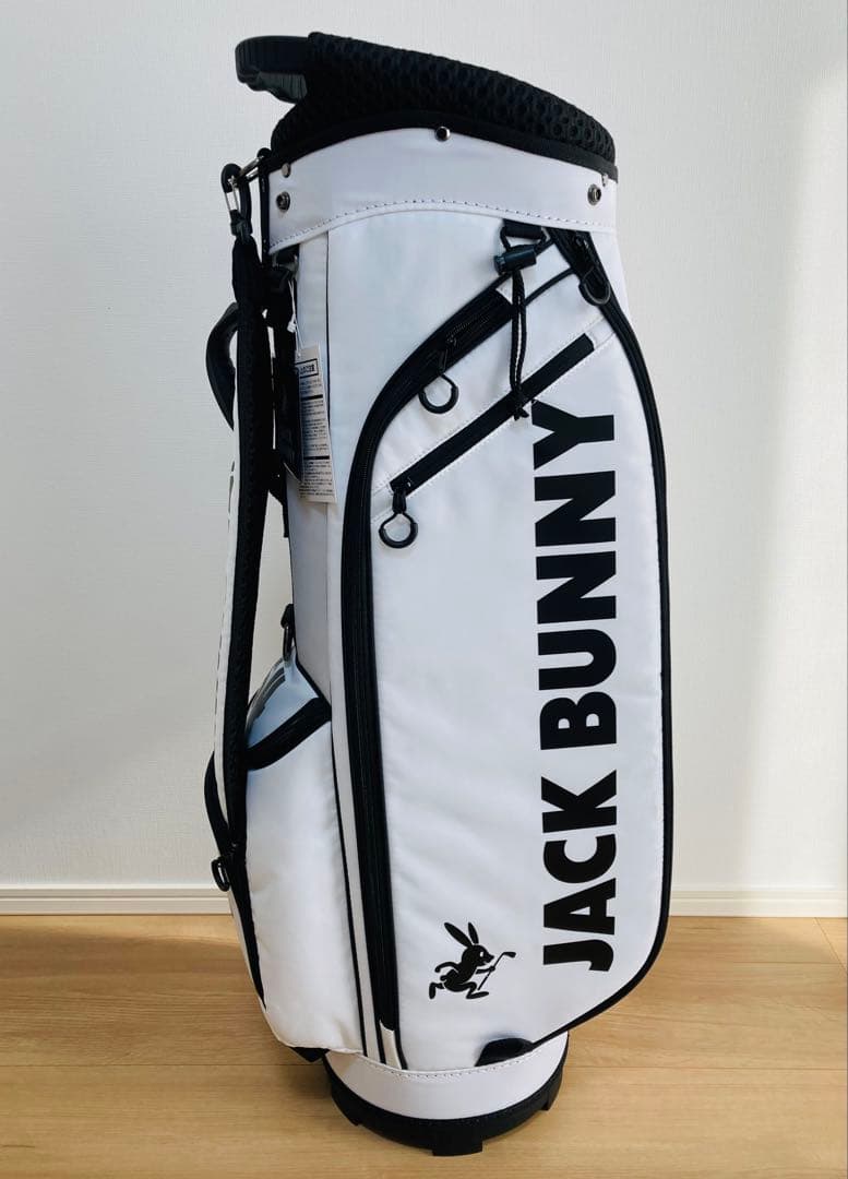 新品 パーリーゲイツ ジャックバニー 定番キャディバッグ 自立型 46インチ 白