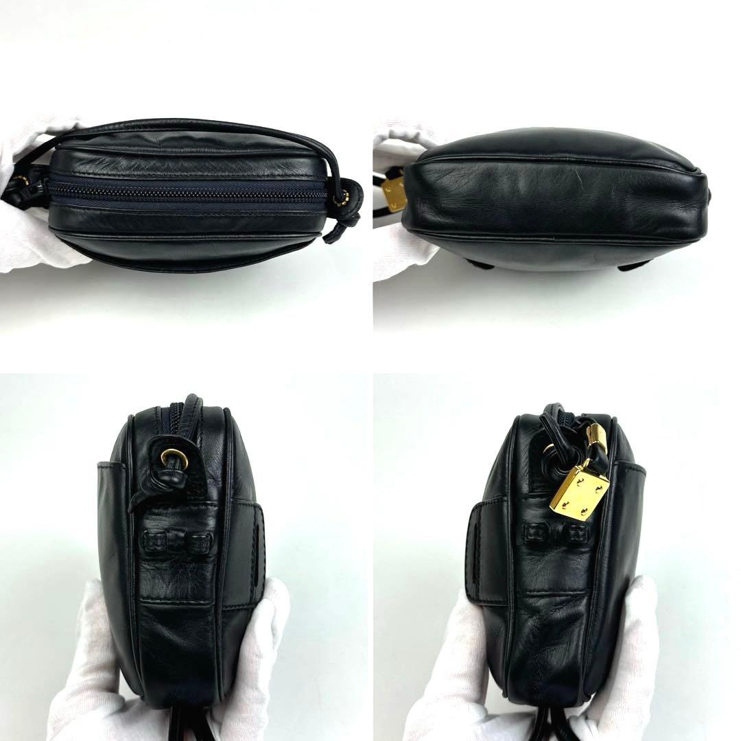 極美品■ロエベ アナグラム ショルダーバッグ クロスボディ ポシェット ブラック