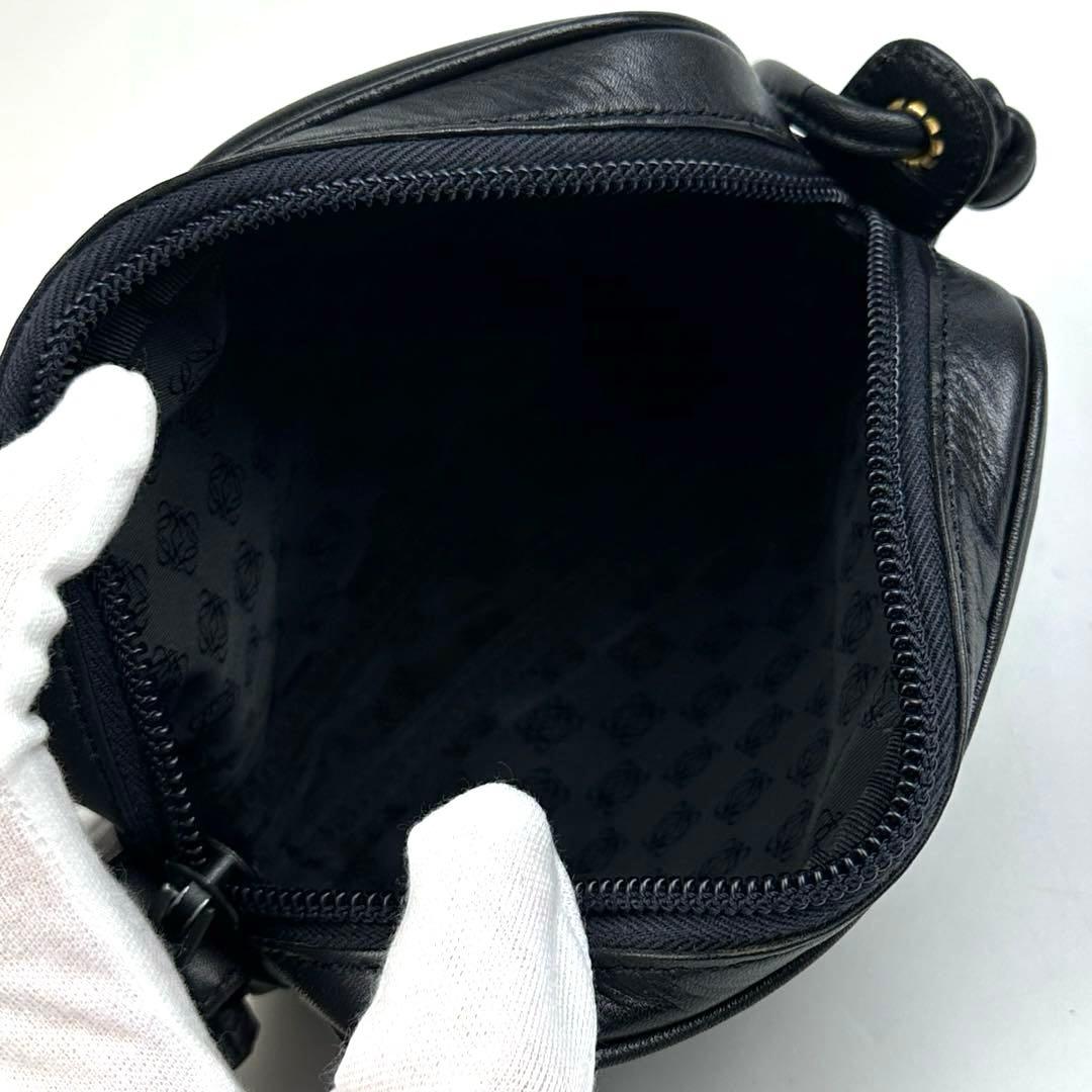 極美品■ロエベ アナグラム ショルダーバッグ クロスボディ ポシェット ブラック