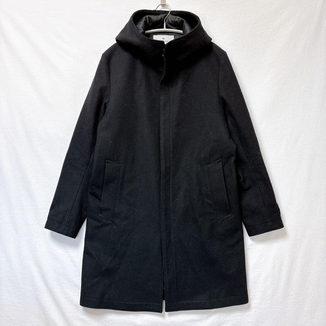エディフィス◆ウールコート(M)黒 フード付き 上品 大人カジュアル キレカジ