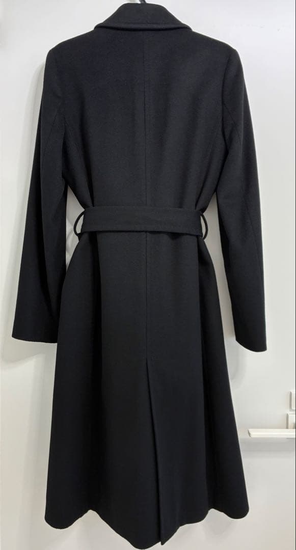 美品ICBアイシービー カシミア100%ガウンコート着丈116cmネイビー