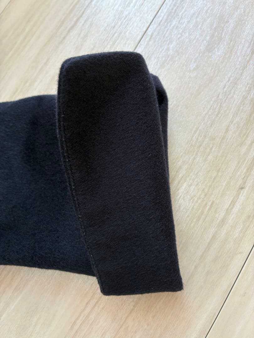 美品ICBアイシービー カシミア100%ガウンコート着丈116cmネイビー