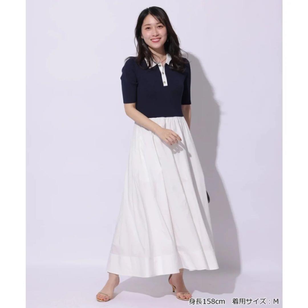 【新品未使用】アプワイザーリッシェ　襟ドッキングニットワンピース　ネイビー　S