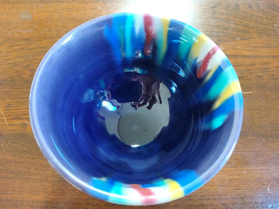 人間国宝 三代徳田八十吉 耀彩いっぷく碗 共箱 九谷焼 磁器茶碗 湯呑み 湯呑