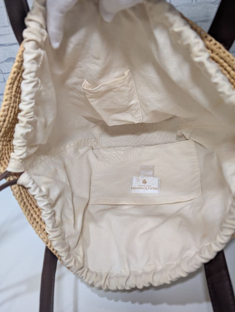 ✨美品✨　かごバッグ　ヘレンカミンスキー　大容量　ラフィア　レザー