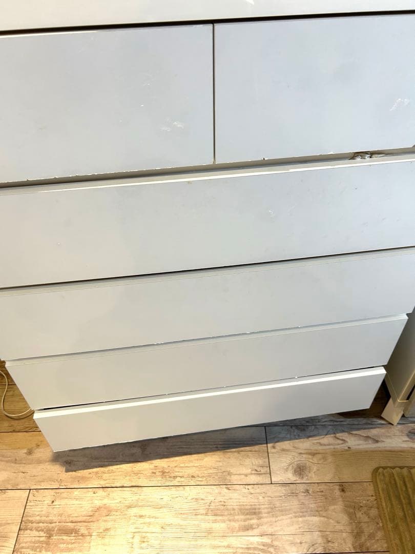 ホワイト　5段　チェスト　木製　シンプル家具　たんす　インテリア