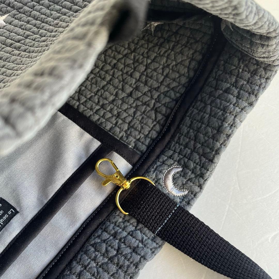 taka様　ヌビ　刺繍月星/ダークグレー　レッスンバック　上履き入れ　体操着袋