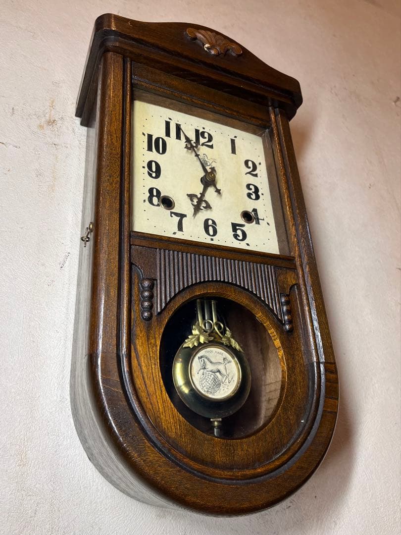 尾張時計　U型　柱時計　古時計　振り子　レトロ　精工舎　ゼンマイ　ボンボン　雑貨