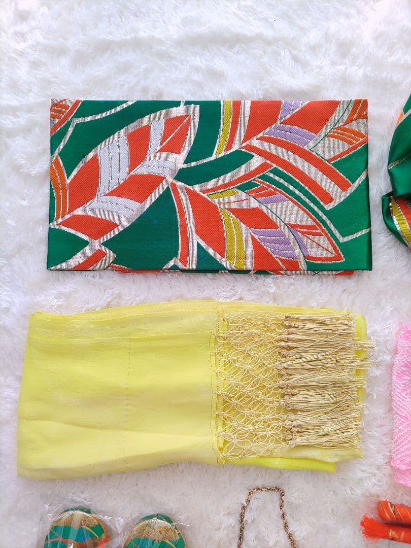 七五三用赤い花柄着物セット　フルセット　7歳　華やか　作り帯