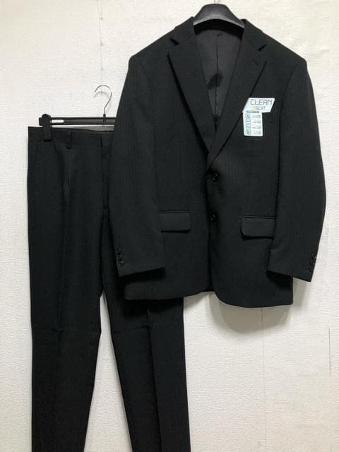 新品☆メンズ身長170ウエスト86黒系セットアップお仕事フォーマル☆b380