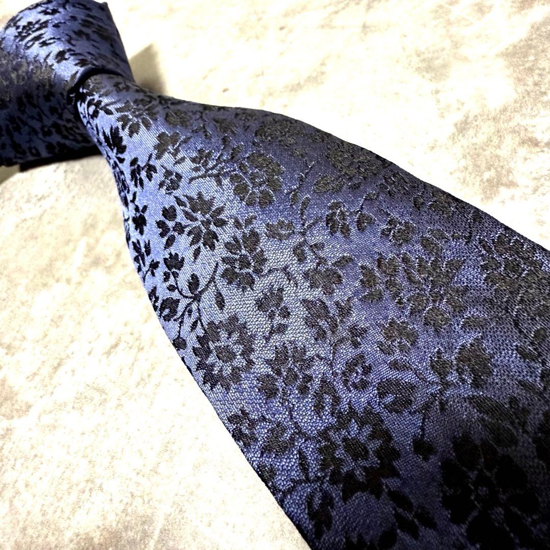 【✨極美品✨】Paul Smith ポールスミス ネクタイ ネイビー 花柄 紺色