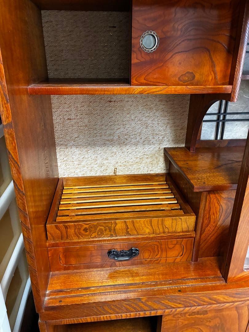 Grace です/昭和レトロ　欅調 茶箪笥／飾り棚