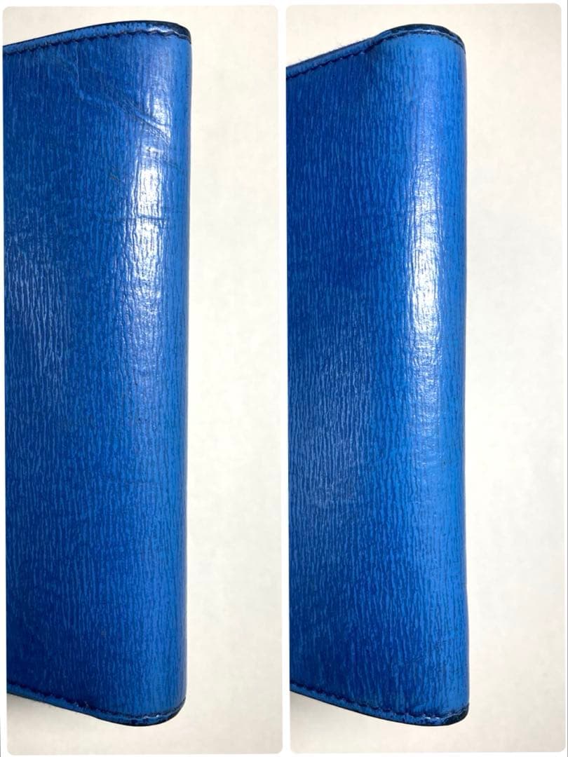 セリーヌ　レザー　キーリング付き　L字ファスナー ケース　財布　ブルー系