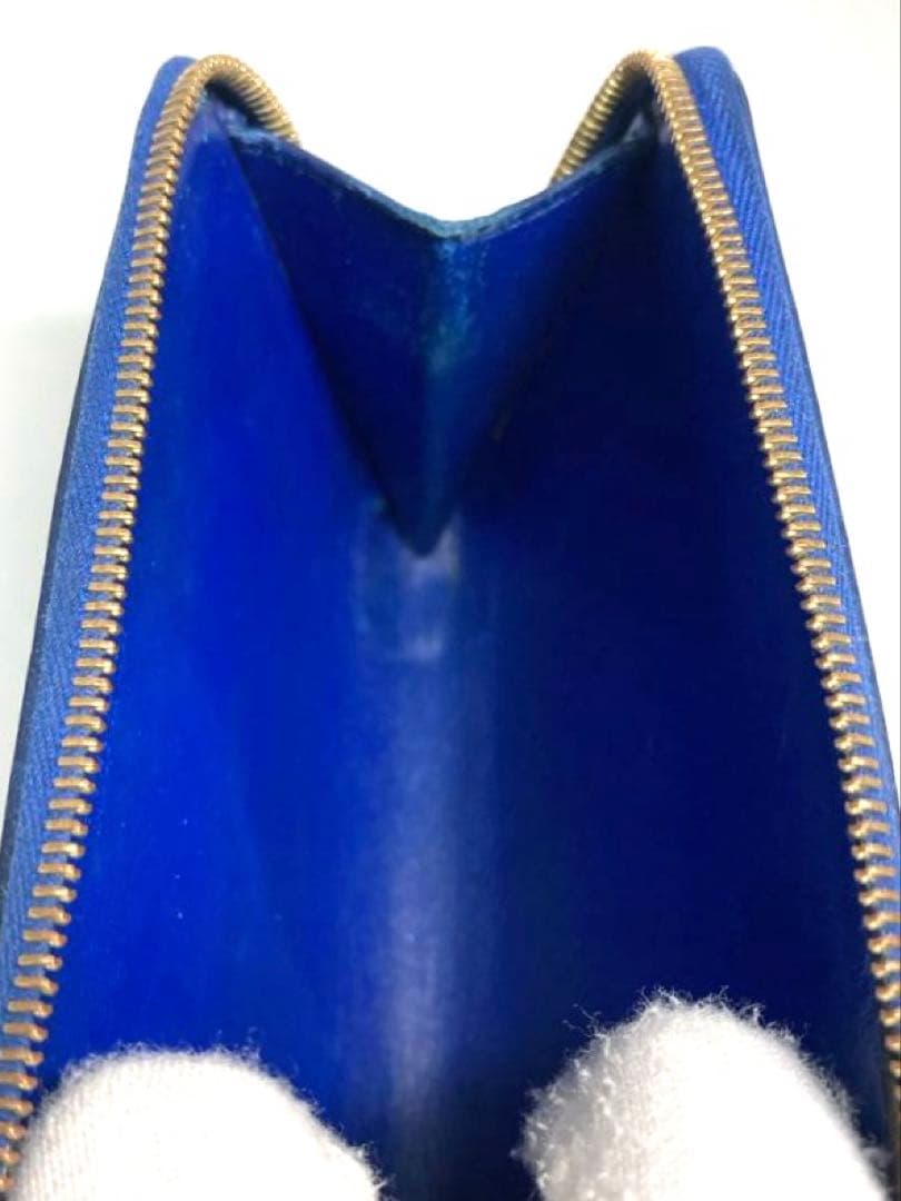 セリーヌ　レザー　キーリング付き　L字ファスナー ケース　財布　ブルー系