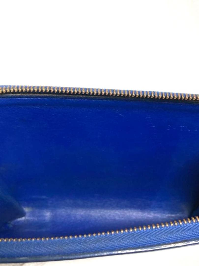 セリーヌ　レザー　キーリング付き　L字ファスナー ケース　財布　ブルー系