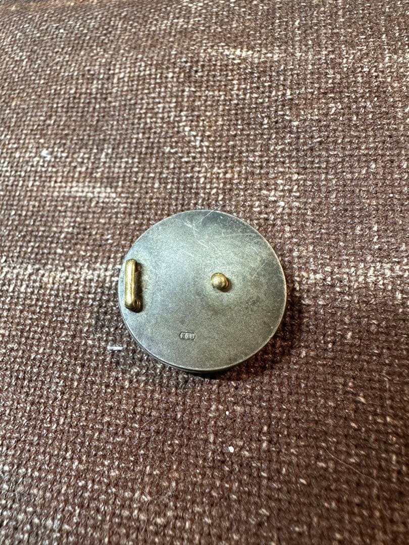 四分一　朧銀　竹彫刻　片切彫　18k金刻印　帯留め　明治時代　骨董古美術