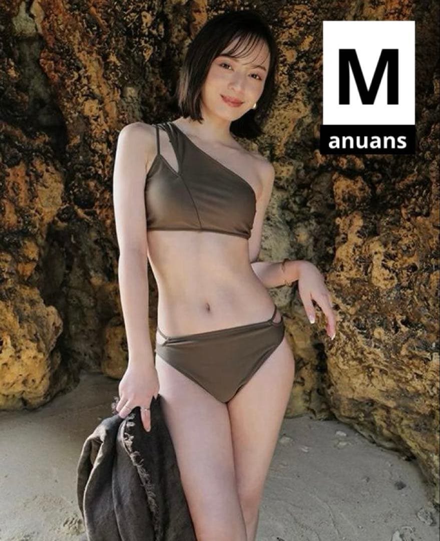 【新品】anuans　アニュアンス　水着　ショルダーセパレート　M カーキ