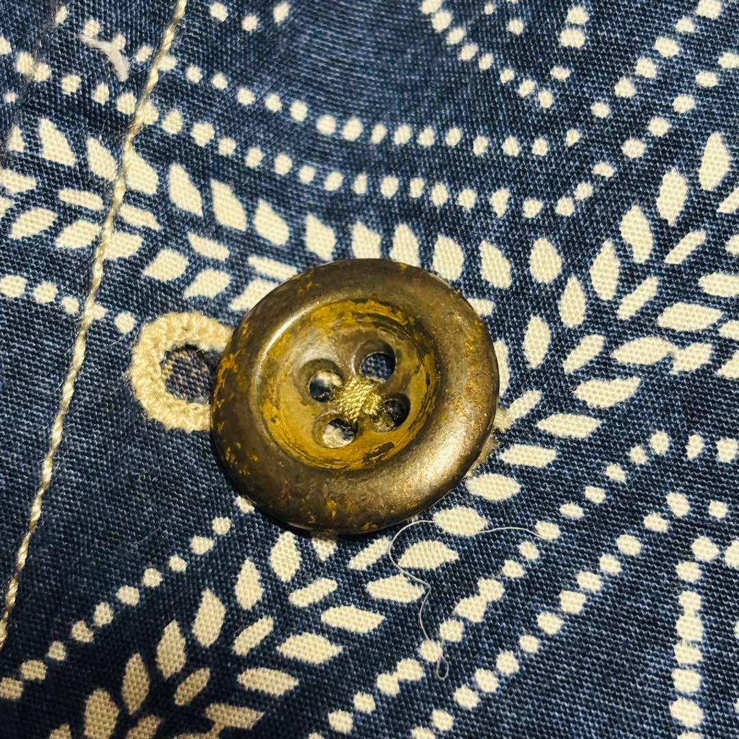 希少 J.CREW テーラードジャケット パッチワーク 和柄 藍染 唐草 2XL