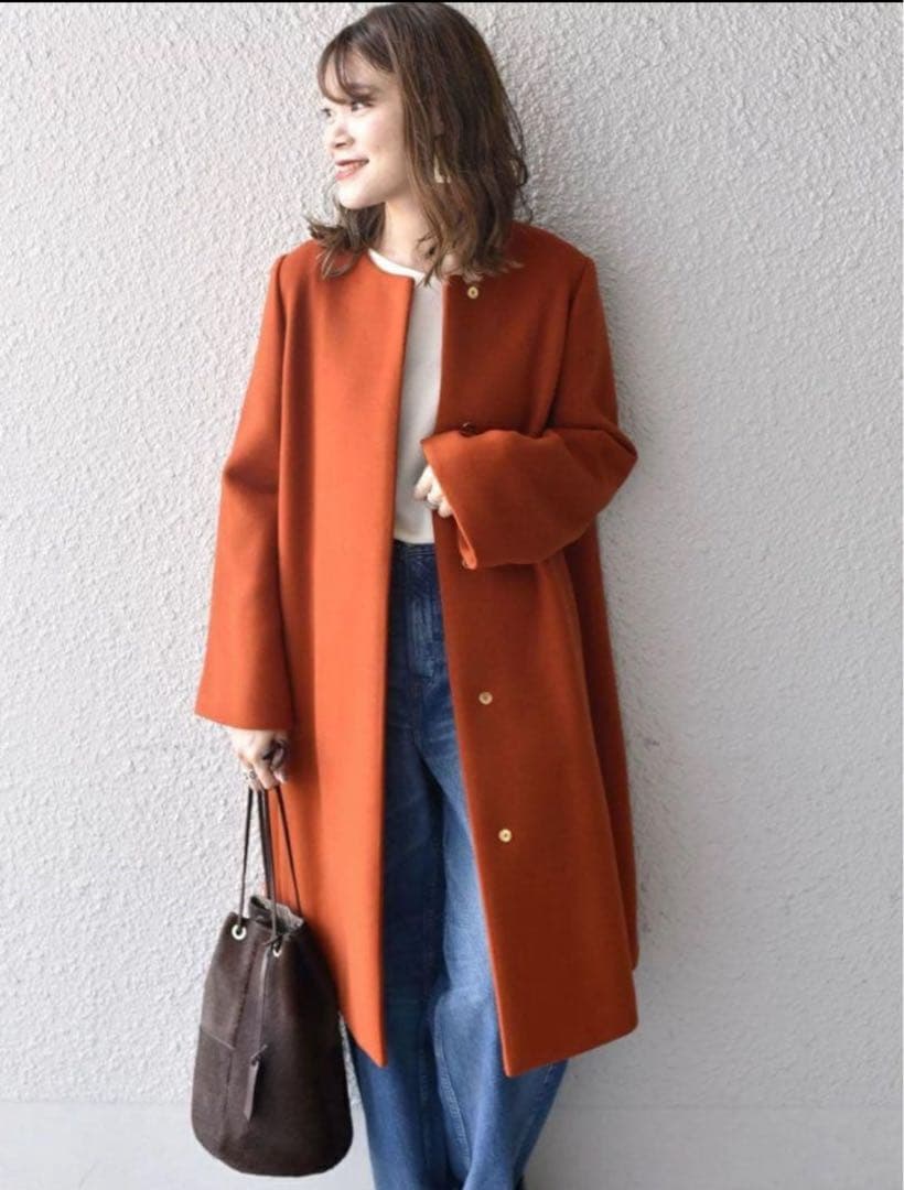 美品　定価4.2万　シップス　ships MANTECOノーカラーコート　40