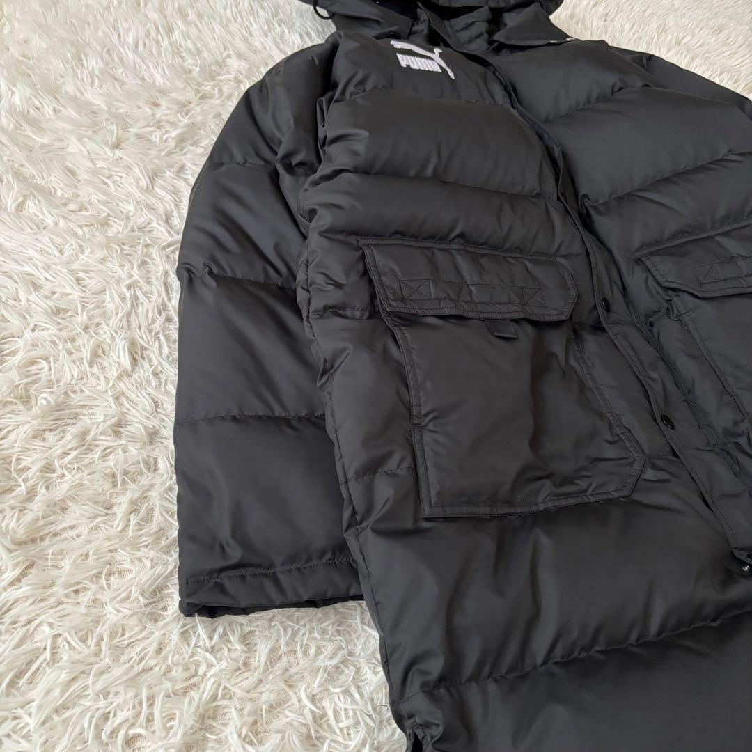 美品✨ プーマ ロングダウンジャケット ベンチコート 黒 ブラック L〜O