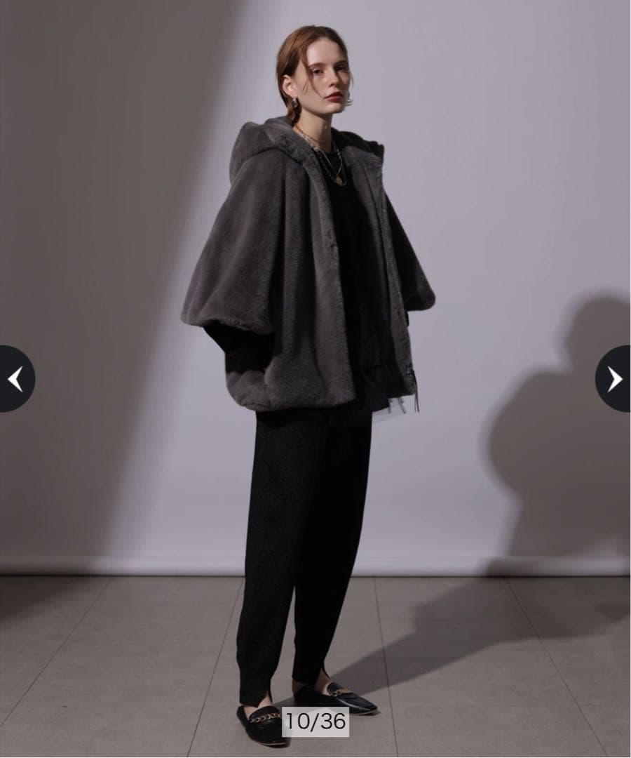 新品　カデュネ ファーコート チャコール