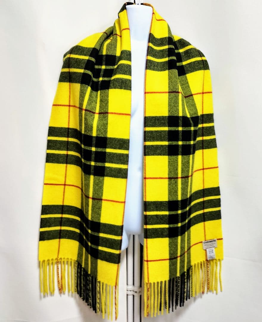 a*7様 カシミヤ イエロー 黄 大判 チェック ストール ショール ユナイテッ