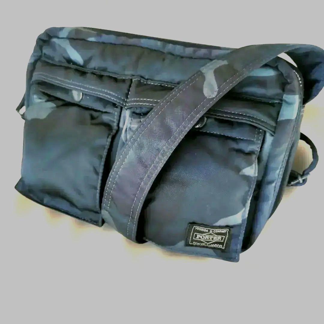 [未使用に近い]ポータータンカー30周年記念限定青迷彩２層ショルダーバック