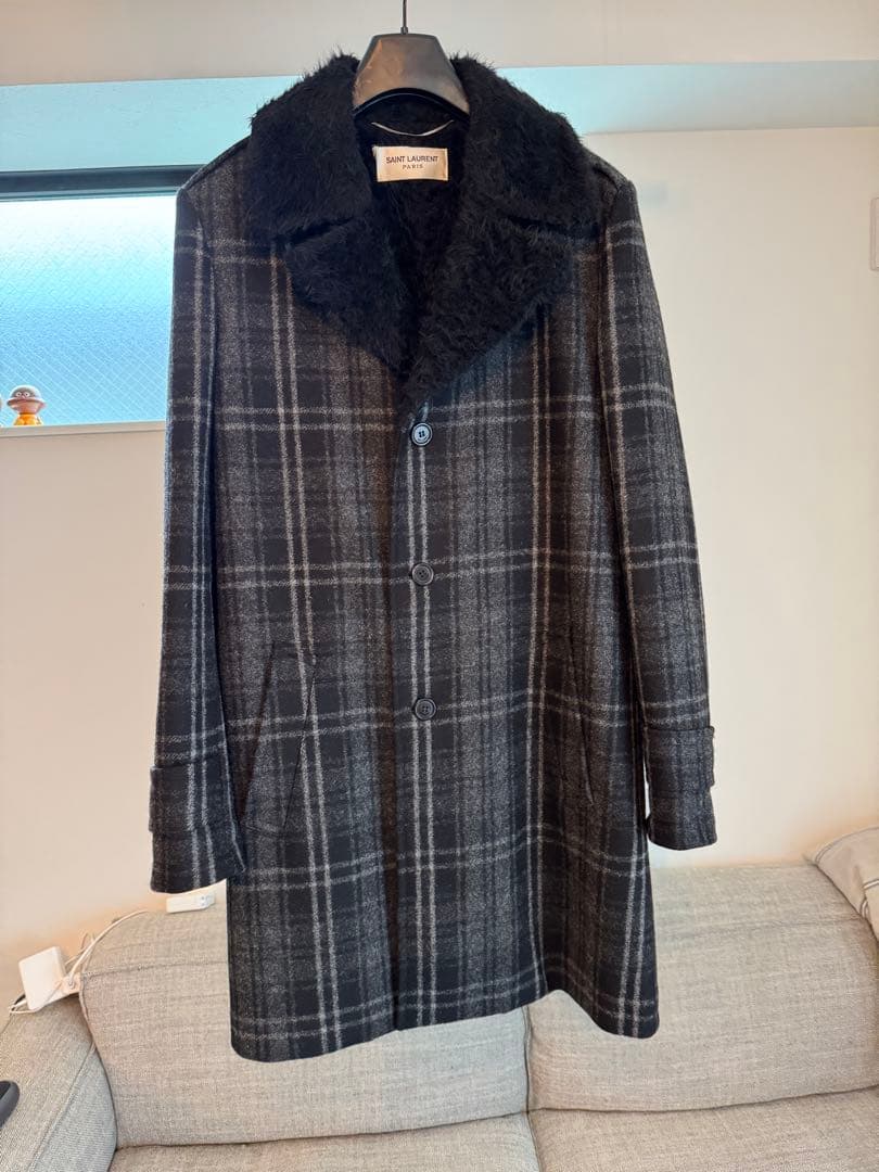 (YOSHIMI専用) サンローラン ブラックロングコート 内側：アルパカ