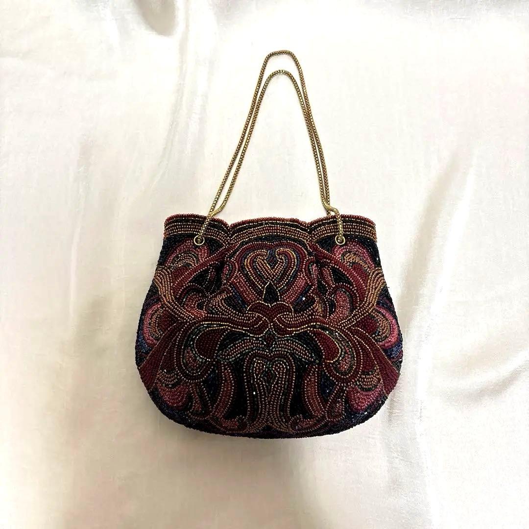 希少 未使用級 皇室御用達 LUMYはしもと ビーズバッグ パーティーバッグ