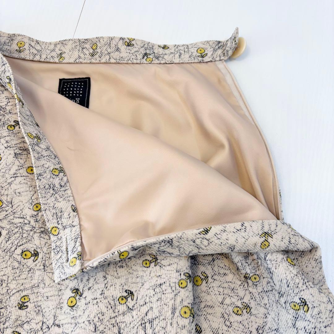 ミナペルホネン mina フレアスカート 花柄 ベージュ