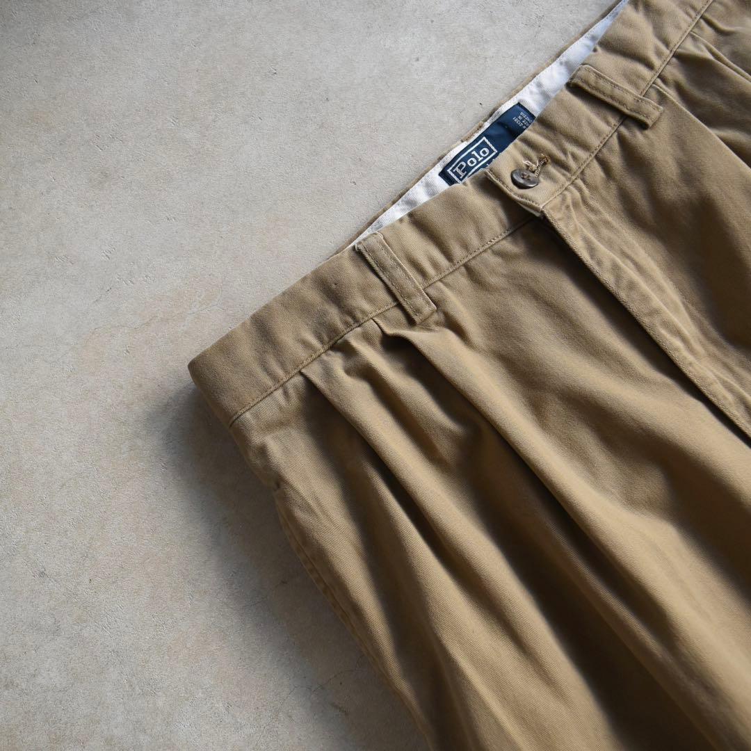 90s ラルフローレン ポロチノ ツータックチノ ブラウン USA W32L30