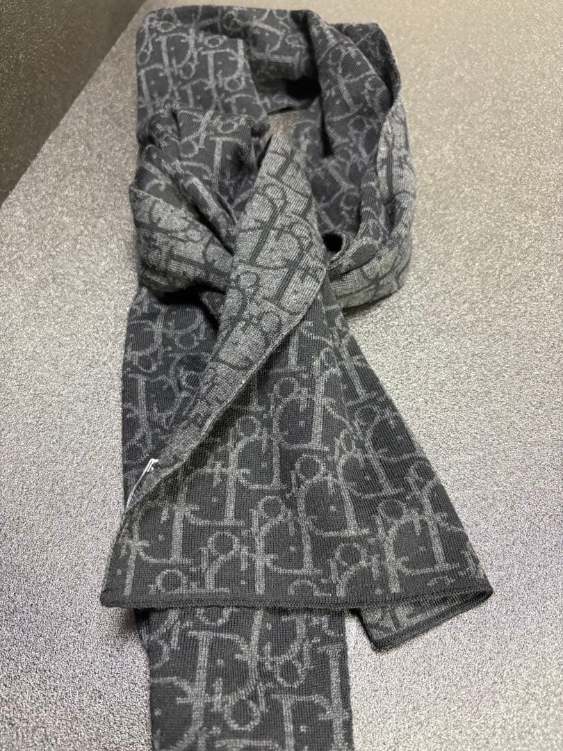 《美品》Dior マフラー トロッター ストール ユニセックス ブラック グレー