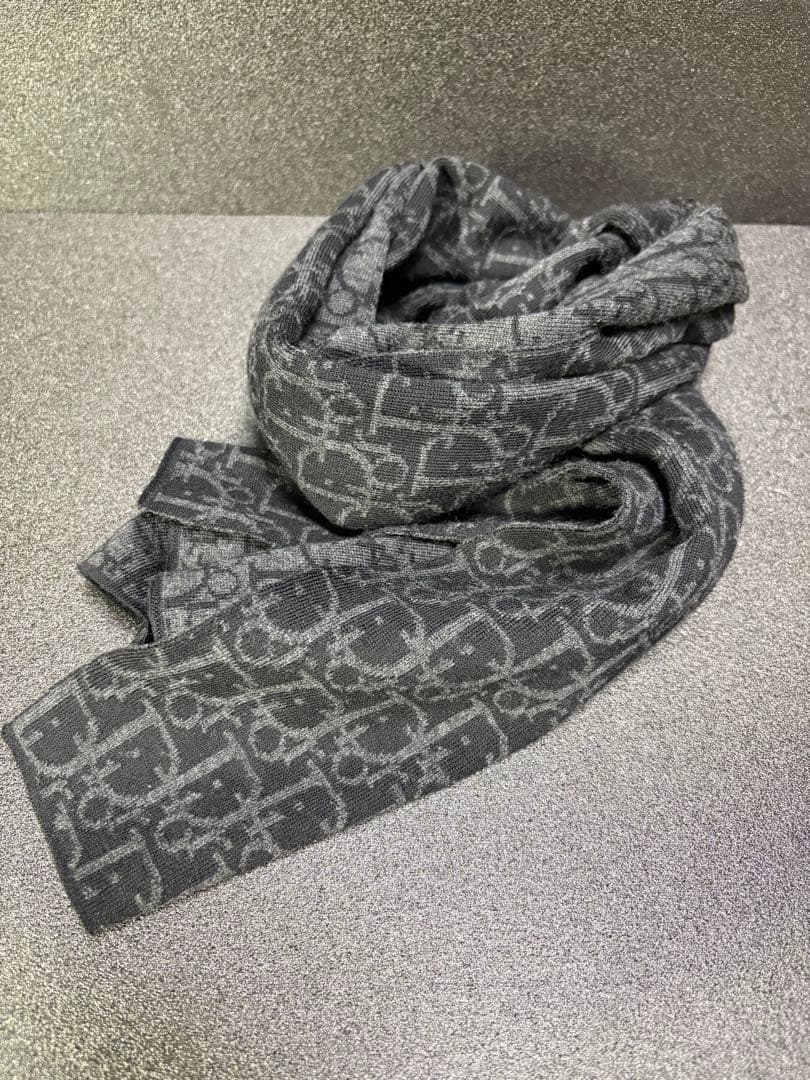 《美品》Dior マフラー トロッター ストール ユニセックス ブラック グレー