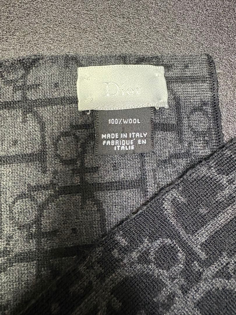 《美品》Dior マフラー トロッター ストール ユニセックス ブラック グレー