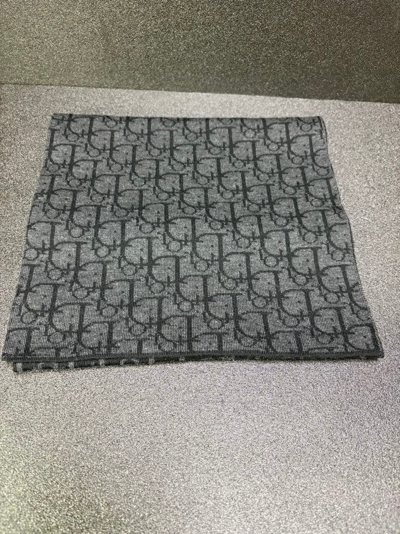 《美品》Dior マフラー トロッター ストール ユニセックス ブラック グレー