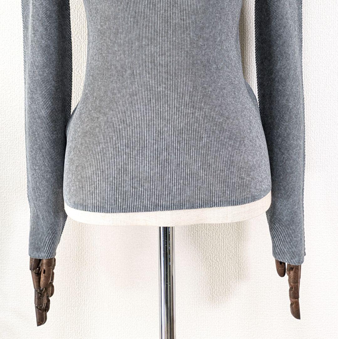 プリーツプリーズ　イッセイミヤケ　モックネック　カットソー　ミスト　3