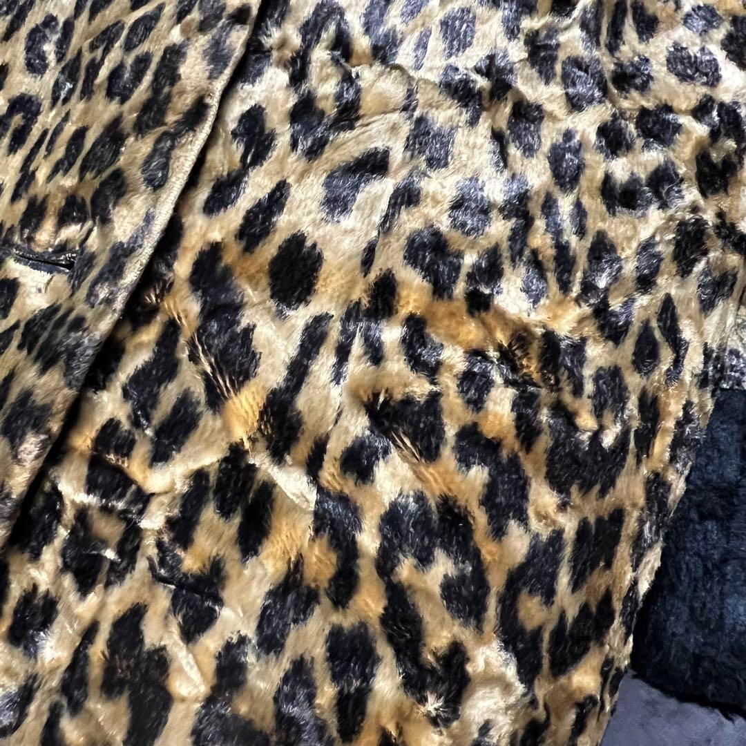 ☆US古着☆【Aライン レトロ ファーコート】レオパード柄 レディースL程