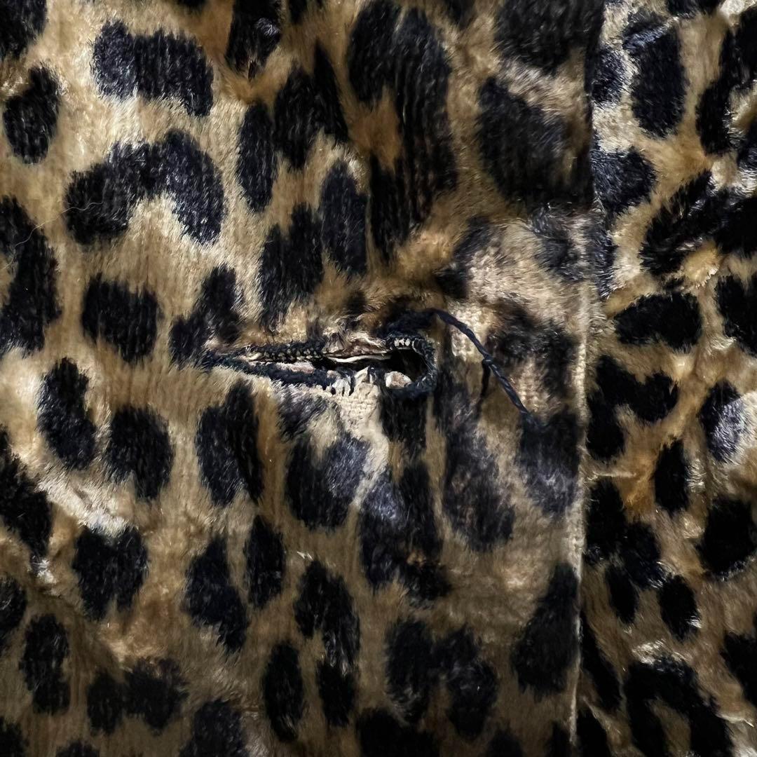 ☆US古着☆【Aライン レトロ ファーコート】レオパード柄 レディースL程