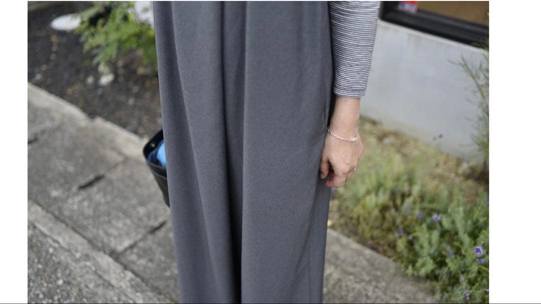 ◆あさ◆our しなやか素材のラップ風サロペット チャコールグレー