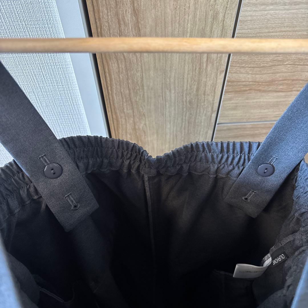 ◆あさ◆our しなやか素材のラップ風サロペット チャコールグレー