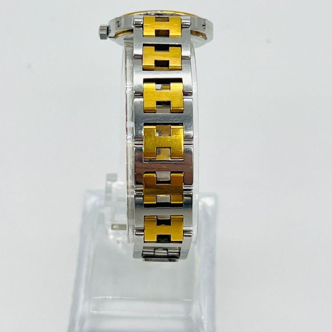 エルメス 新品電池　クリッパー　ホワイト文字盤　クォーツ 腕時計 ゴールド